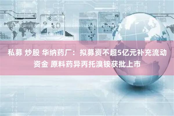 私募 炒股 华纳药厂：拟募资不超5亿元补充流动资金 原料药异丙托溴铵获批上市